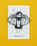 Vintage Style Circus Strongman Wooden Pin Brooch