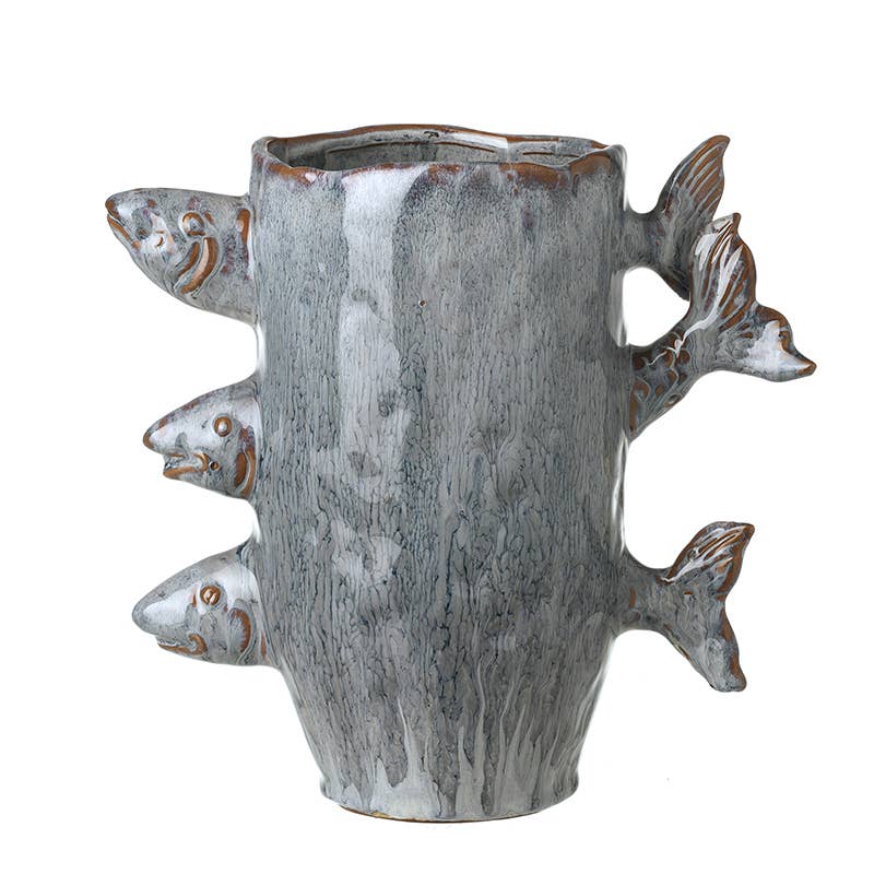 Every Day -BLUE CERAMIC VASE WITH FISH