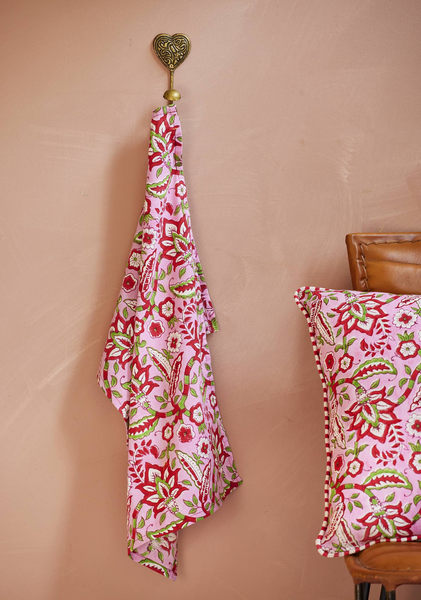 Arana Floral Block Print Tea Towel