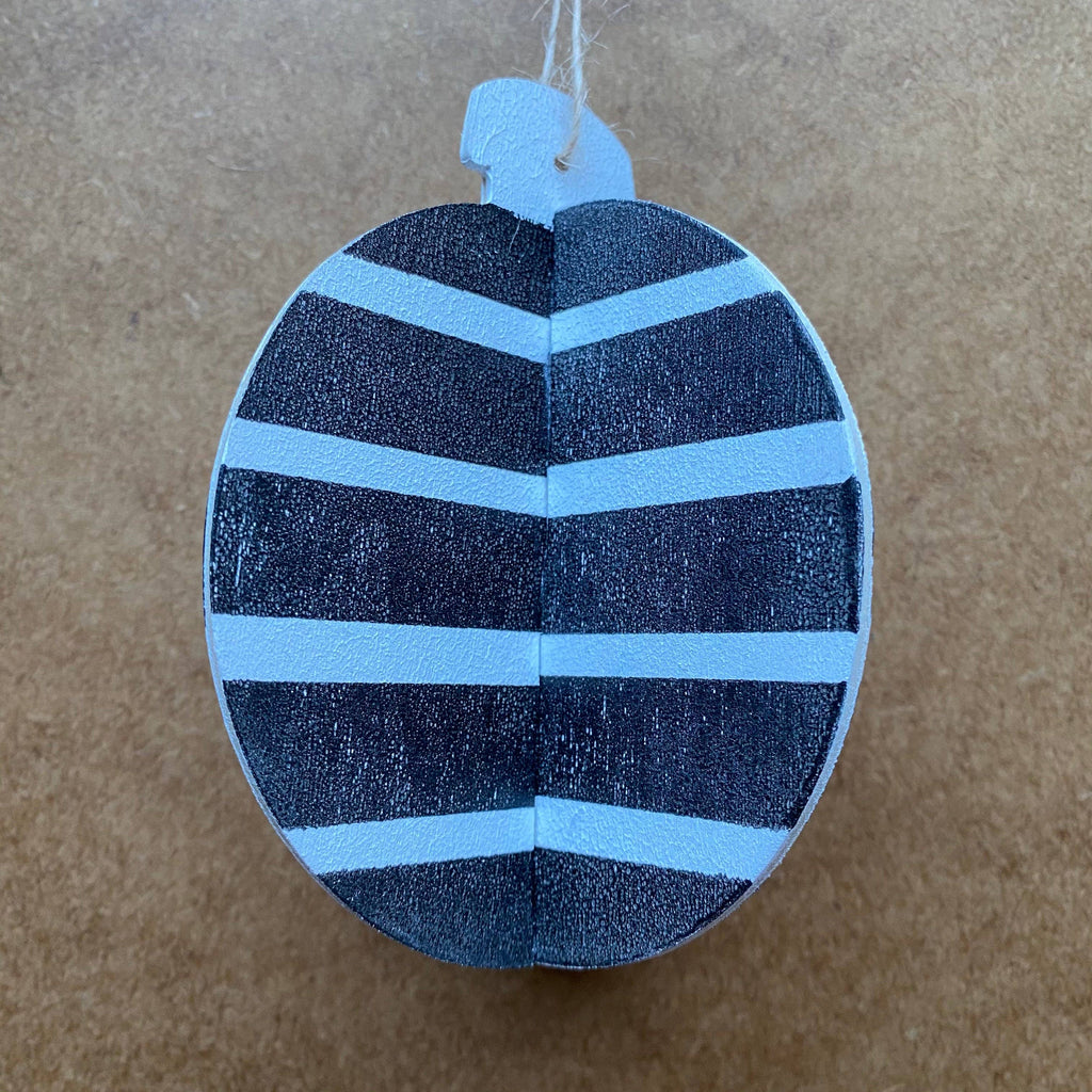 Monochrome set of 3 Eco Handprinted 3D Wooden Baubles.