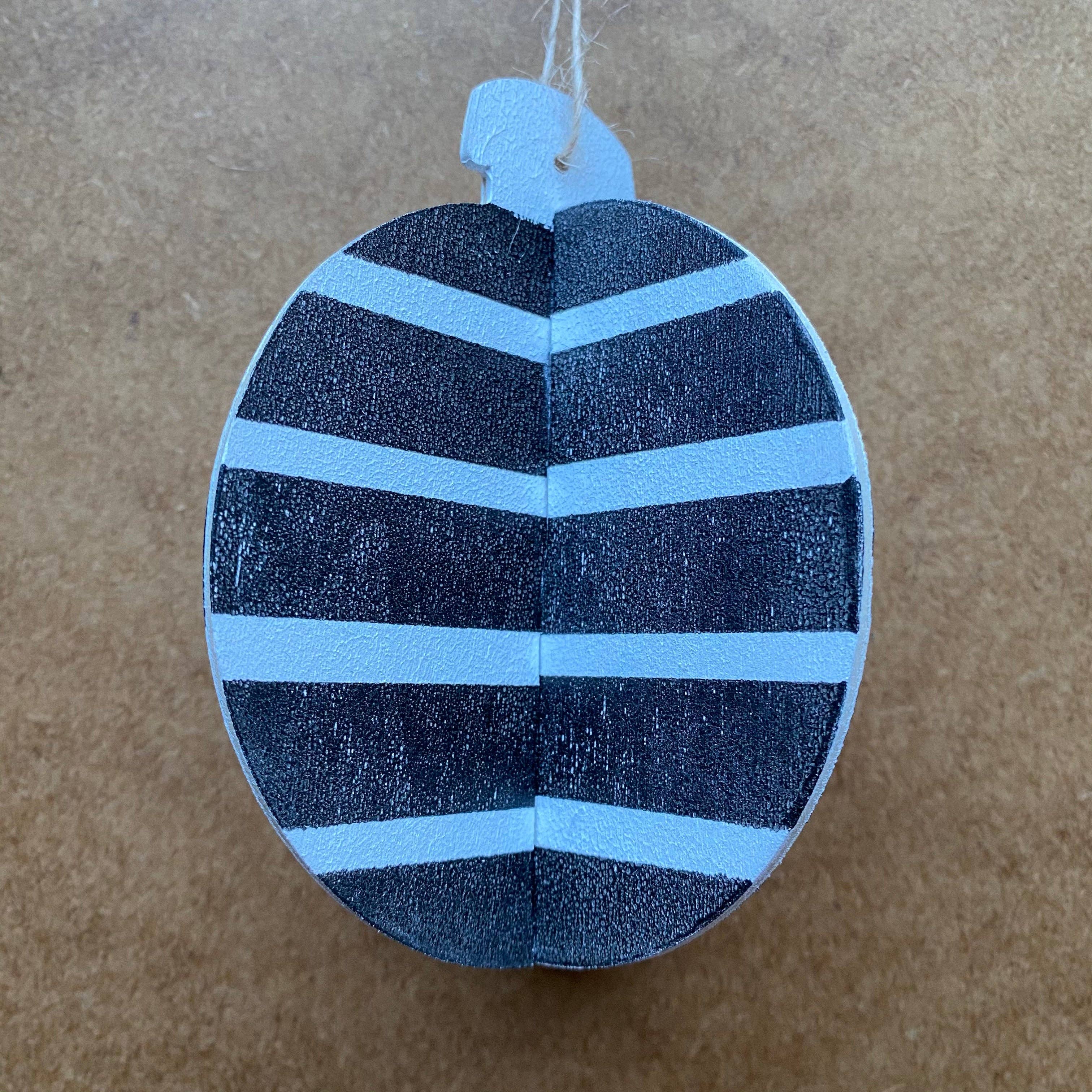 Monochrome set of 3 Eco Handprinted 3D Wooden Baubles.