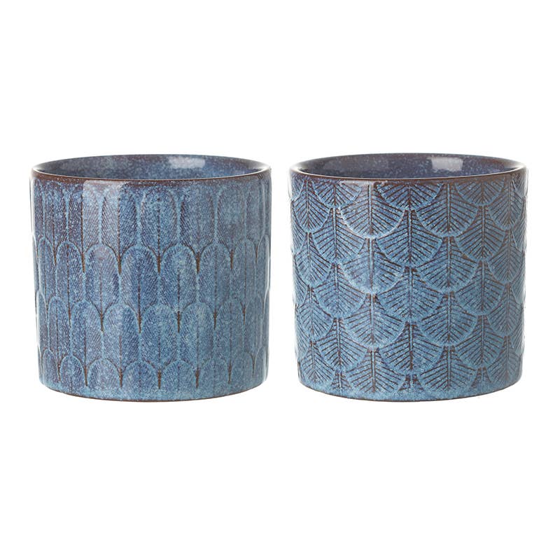 BLUE PATTERNED CERAMIC POT MIX