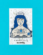 Tattooed Sailor Girl Pin Brooch / Nautical Tattoo Wooden Pin